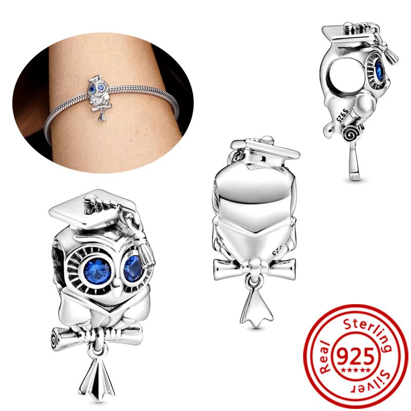 925 медь Милая серия животных Кошка Собака Слон Единорог Птица Подвеска Бусины удачи Подходят для оригинального браслета с шармами Pantaro DIY Циркон