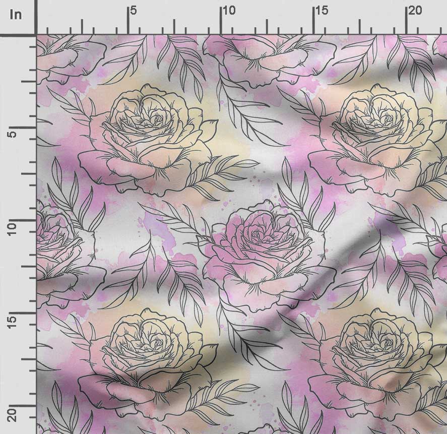 Soimoi Watercolor Floral Print,  Cotton Cambric, Quilting Fabric Sold by The Yard 42 Inch Wide, Medium Weight Cotton Fabric,