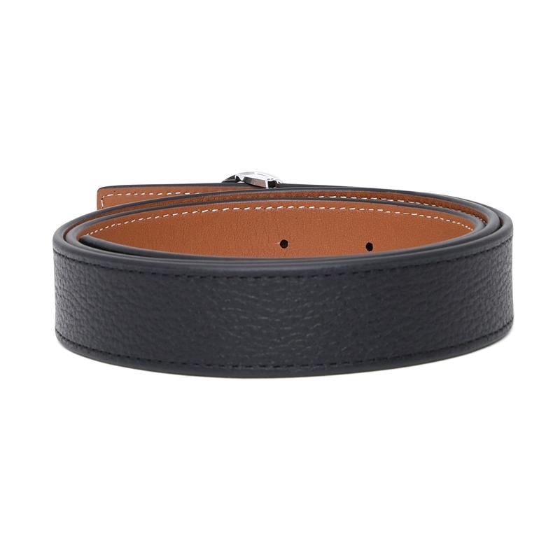TORY BURCH Logo plate smooth buckle cowhide leather belt women's - 138935002-Black L
