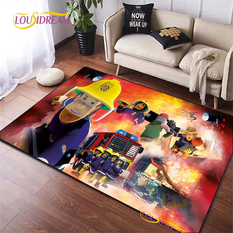 Fireman Sam British Classic Animated Carpet for Living Room Bedroom Area Rugs Kitchen Door Kids un-slip floor Mats birthday gift