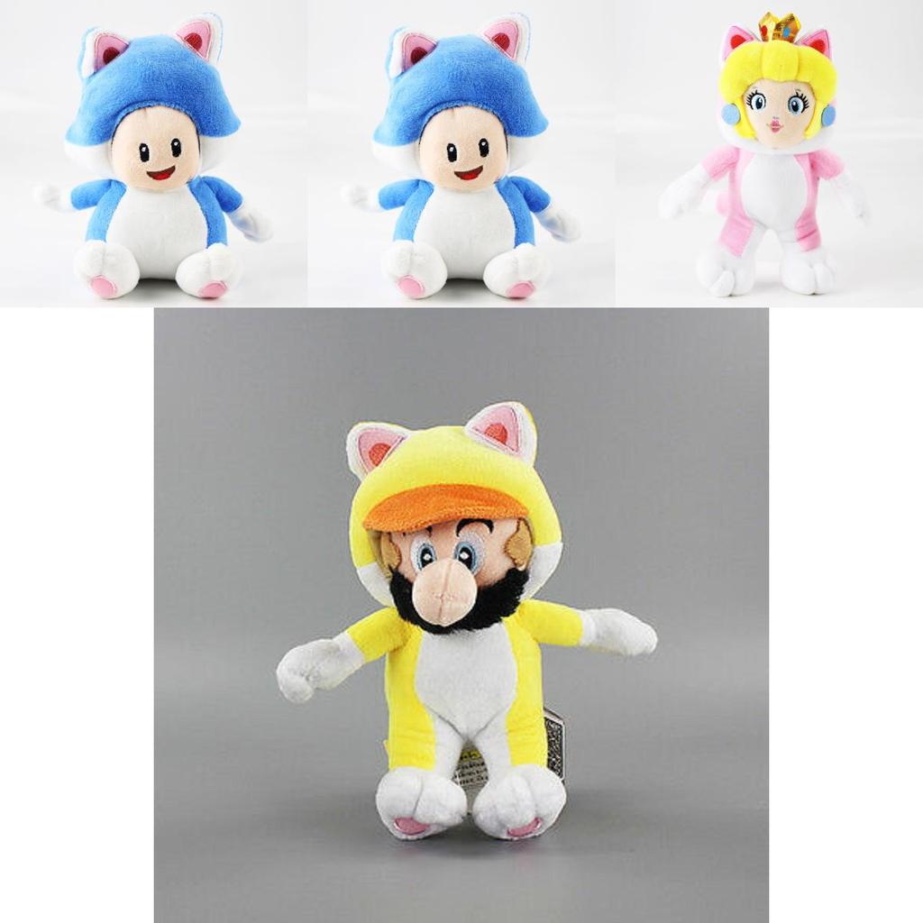Realistic Lovely Princess Sanei Super Mario 3d World Neko Cat Mario Plush Doll Toy Complete Interactive Play Set