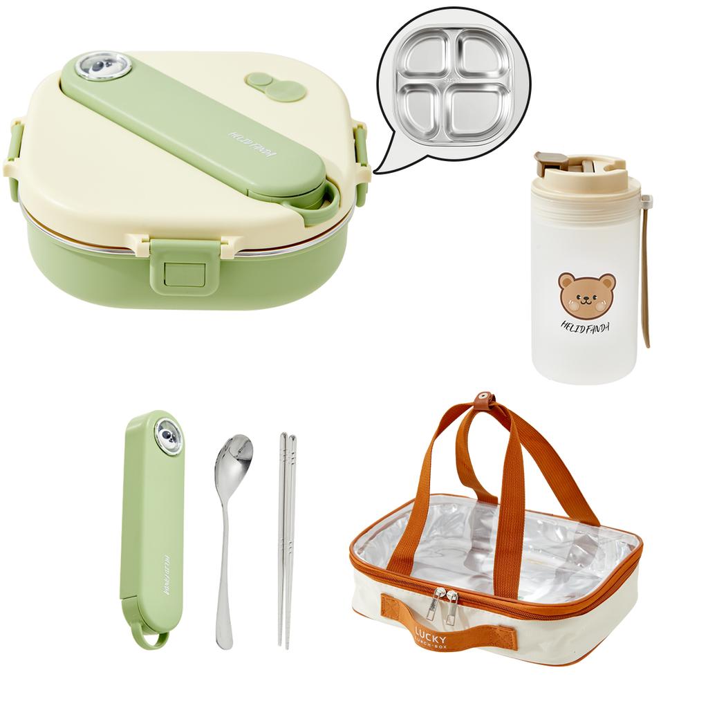 Новый 800 мл Портативный Ланч-бокс с Разделителями и Столовыми Приборами Капибара 3/4 Отделения Микроволновка Герметичный 304 Нержавеющая Сталь Бенто Бокс