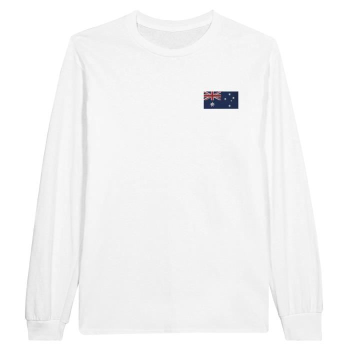 Длинная футболка - PIXELFORMA - Drapeau de l'Australie - Blanc - Coupe Regular - Col classique