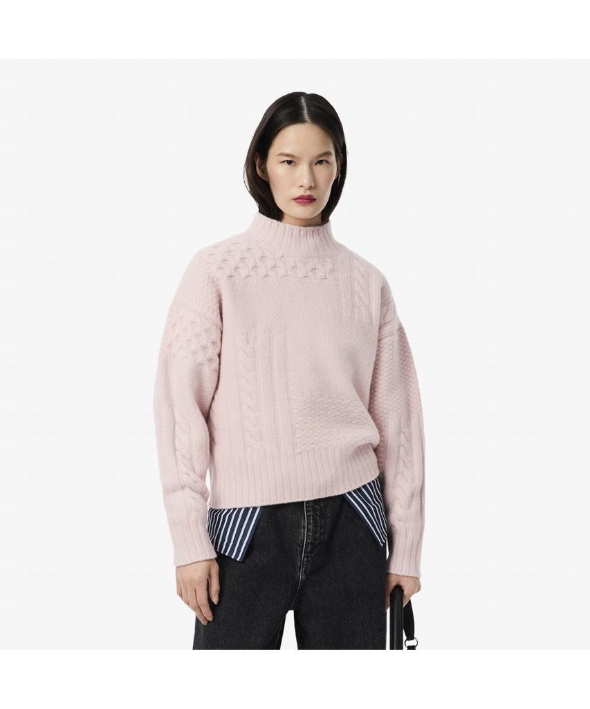 LACOSTE Women'S Aran Cable Turtleneck Pullover Af3974-55N Ady