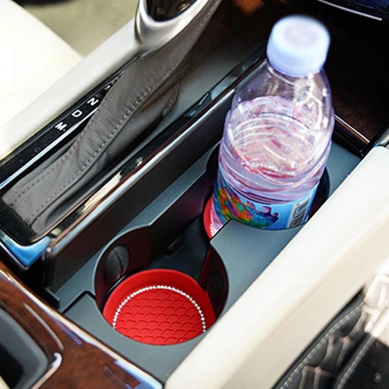 New Non-slip Water Cup Pad Car Coaster Diamond Rhinestone Bling Decoration Anti-skid Rubber Cup Bottle Mat Accessories