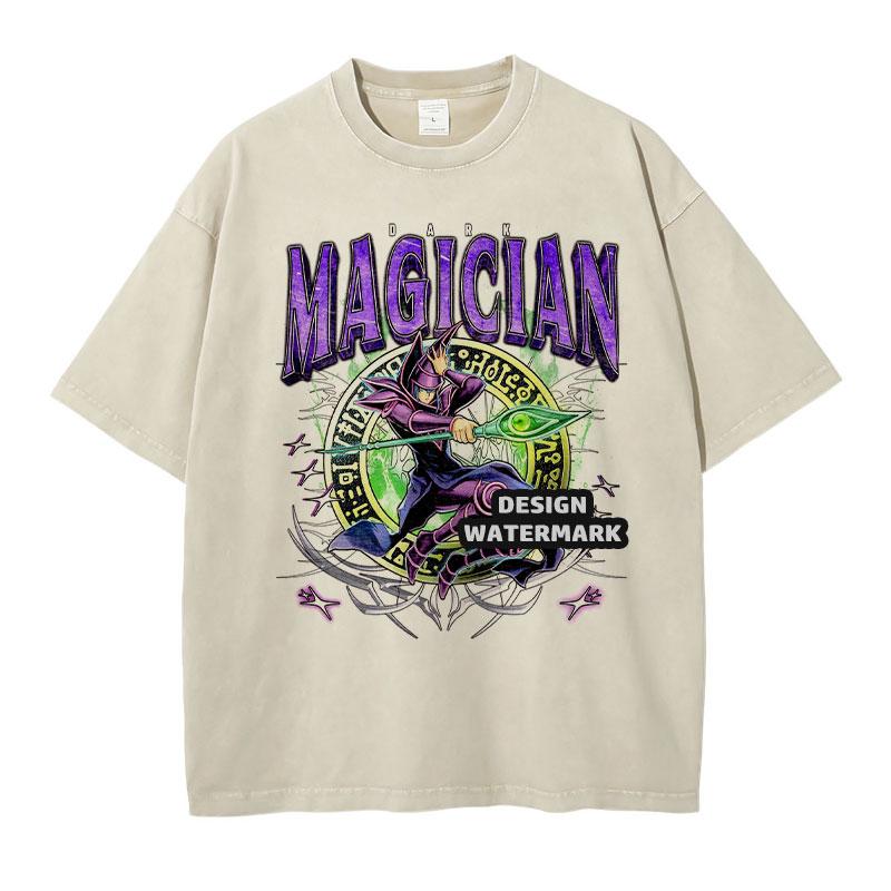 Anime Yu Gi T Shirts Manga Vintage Washed Oh Blue Eyes White Dragon Tshirt Oversized Yugioh T Shirt Retro Tops Tees Man Cotton