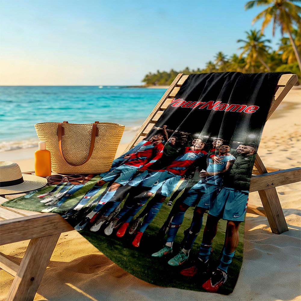 Atletico Madrid Customized Name Beach Towel Super Soft Microfiber Quickdry Fabric Suitable for Swimming Gym Camping Yoga Vacation