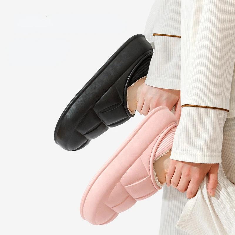 Тапочки с закрытым каблуком, мужские зимние домашние пары, утолщенные водонепроницаемые нескользящие плюшевые хлопковые туфли, внешняя одежда 2024