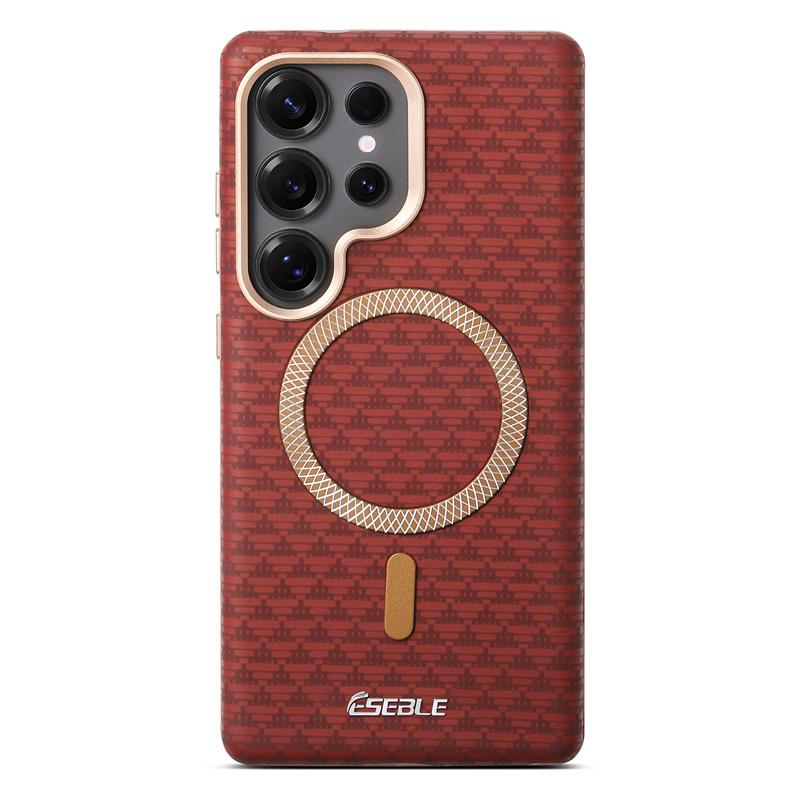 Роскошный кожаный чехол Magsafe для телефона Samsung Galaxy S25 S24 Ultra Plus, беспроводная зарядка, магнитный, противоударный, защитный чехол