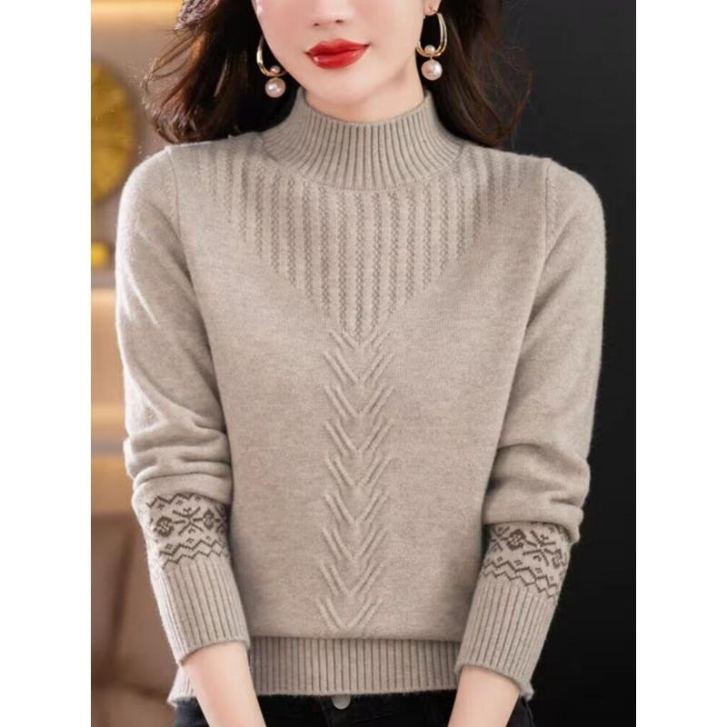 Women's Half Turtleneck New Autumn and Winter Small Short Sweater Thick Knitted Base Shirt