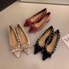 Women Flats New French Style Pointed Flat Loafers Trendy Fashion Rivets Shallow Shoes for Women Fashion Outdoor Sneakers Women