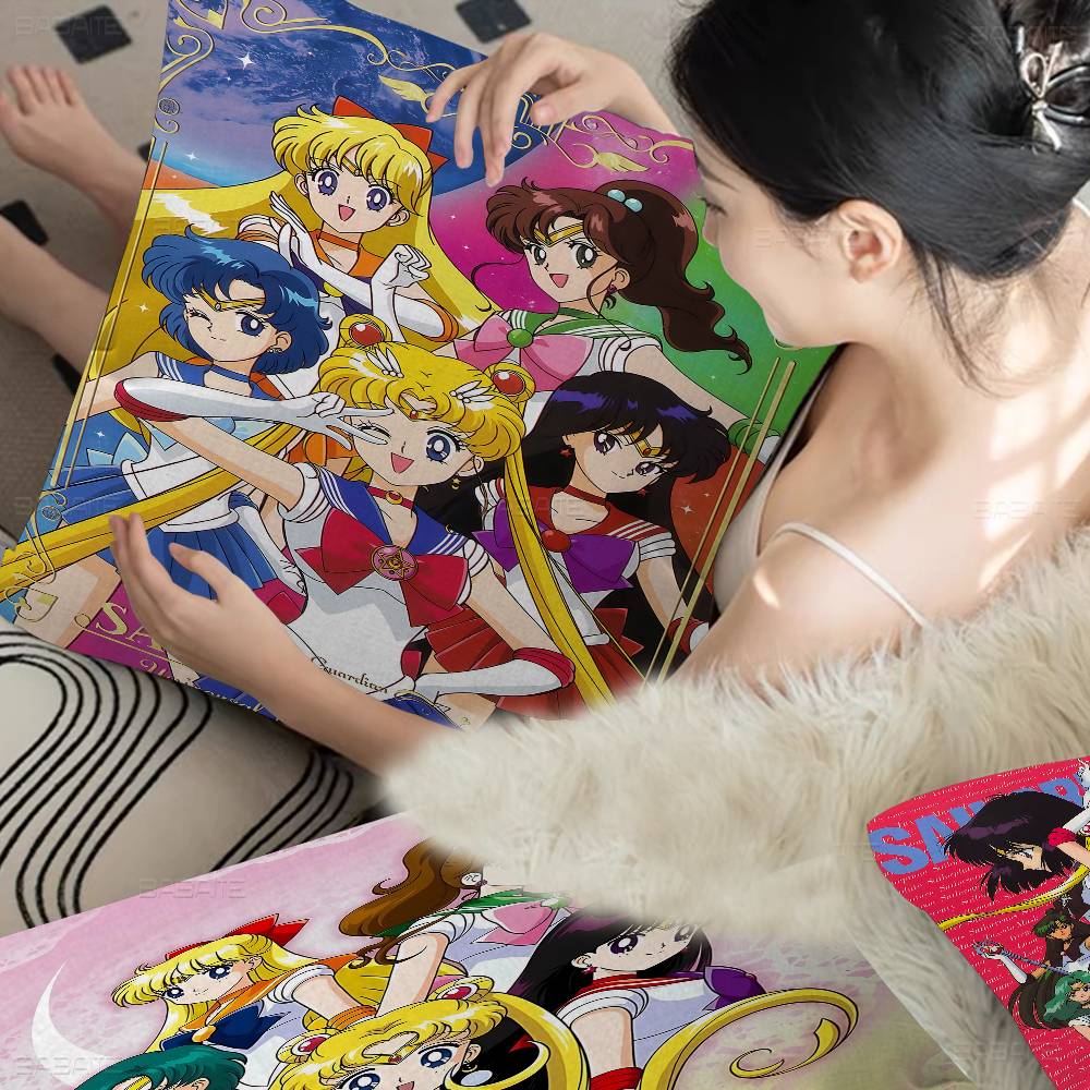 Милые Наволочки S-Sailor M-Moon Мультяшные Декоративные для Дивана Дома Двусторонние Короткий Плюш Милый Чехол для Подушки