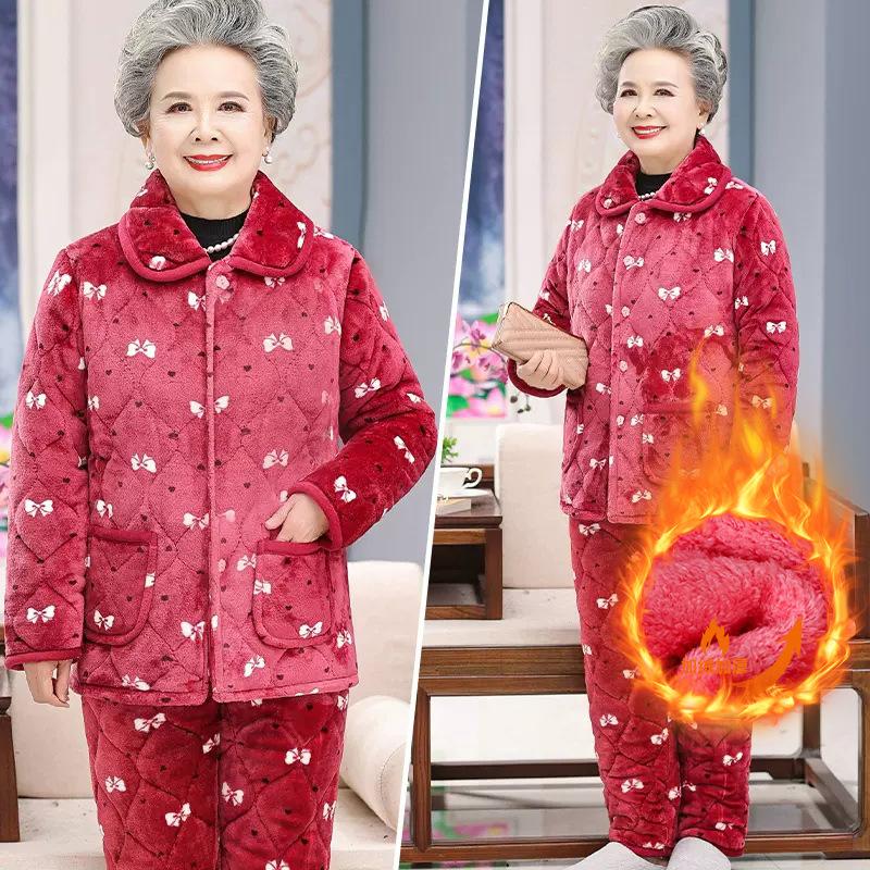 Зимняя пижама бархатная женская хлопковая одежда с подкладкой утолщенная домашняя одежда зимняя теплая одежда