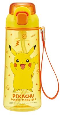 Skater Бутылка для воды Push Type Straw Clear Bottle 630 мл для детей с ремешком Pokemon PSHPO668146