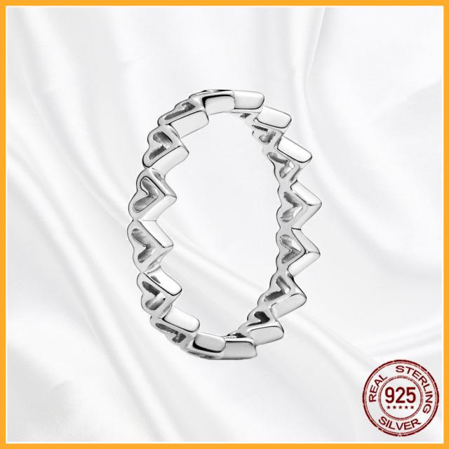 Подлинное 925 пробы стерлингового серебра штабелируемое сердце ромашка цветок сверкающее кольцо для женщин оригинальные 925 пробы серебряные кольца ювелирные изделия подарок