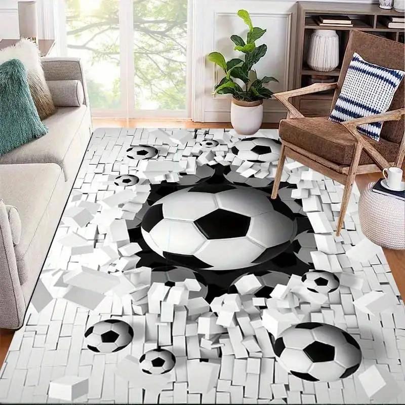 3D Ball Soccer Carpet Living Room Floor Mat Non Slip Bedroom Doormat Washable Home Hallway Area Decor Rug  Kids Play Area Rug