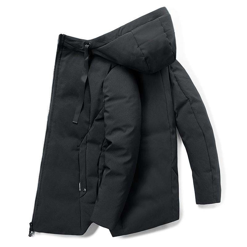 Мужская куртка-пуховик средней длины, модная свободная куртка с капюшоном, зимняя новая универсальная повседневная мужская верхняя одежда в корейском стиле