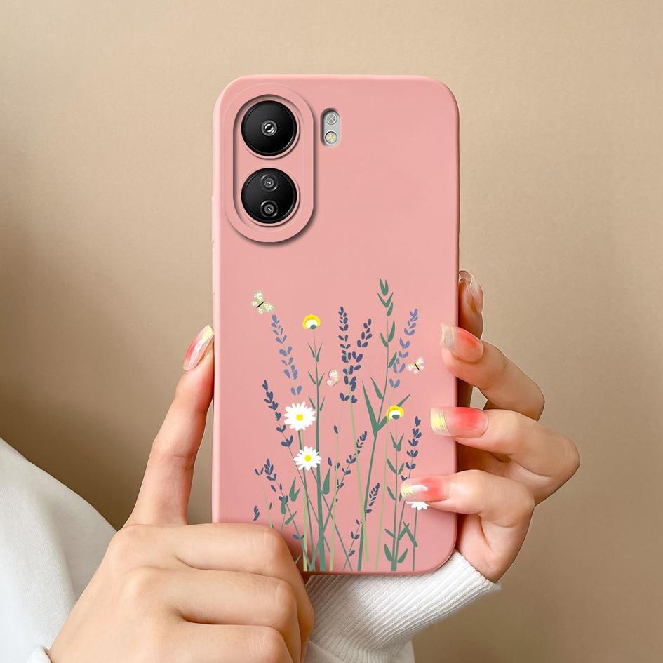 Чехлы для Xiaomi Redmi A3 K60 K70 Pro K70E Note 13 Pro 13R 13C, милый матовый жидкий силикон с цветком авокадо, мягкая задняя крышка, защитный чехол для телефона, бампер
