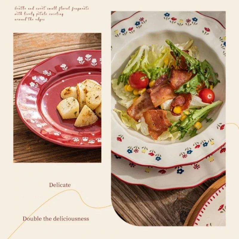 Керамическая посуда Пасторальный стиль Миска для риса и супа Миска для фруктового салата Блюдо Тарелка для пасты и десерта Столовая посуда Украшение стола