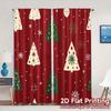 2pcs,Curtains Christmas Trees Snowflakes Ornaments Holiday (2) Fashionable Popular Curtains Fabric Curtains Thermal Insulation,