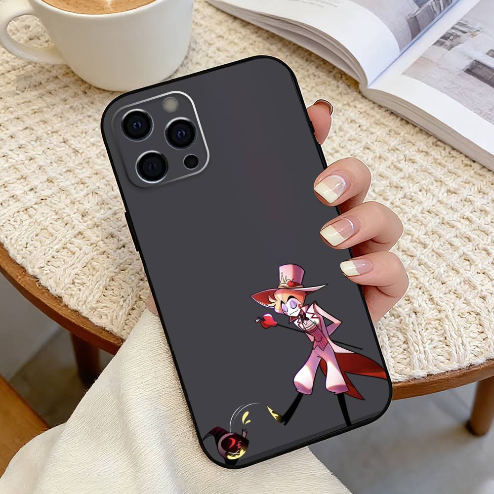 L-Люцифер  H-Hazbin H-Hotel   Чехол для телефона для iPhone 17,16,15,14,13,12,11 Plus,Pro Max,XS,Мягкий силиконовый черный чехол