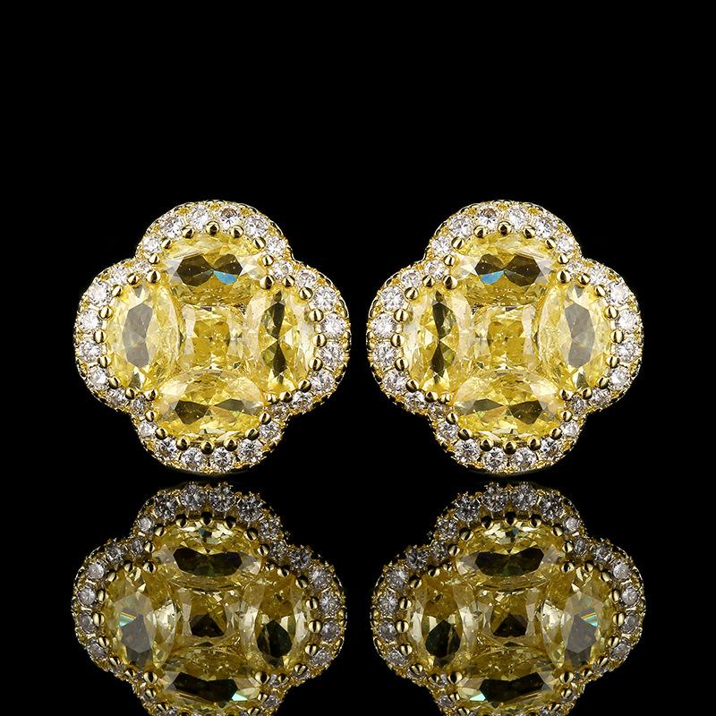 Jewelry Jewelry Set Ring Earrings Necklace Jewelry Treasure Yellow Clover Women's High Versatile Fashion