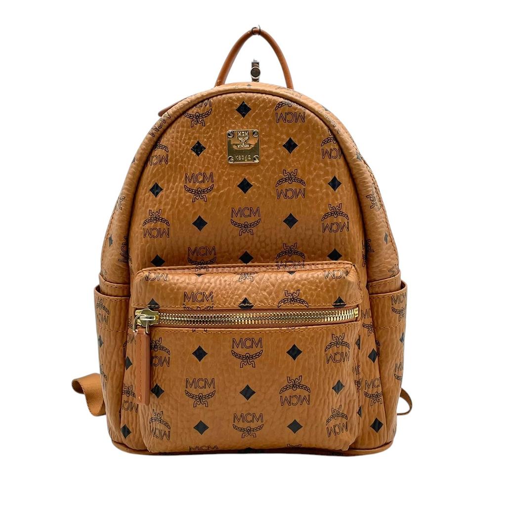Used MCM Backpack Stark Stark BackpackBackpack Â· Daypack Camel brown/black Coated canvas/leather unisex