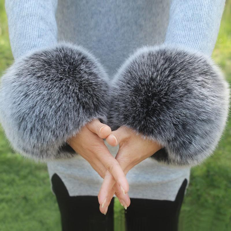 Женские плюшевые манжеты из искусственного меха, теплые пушистые мягкие перчатки на запястье, зимние перчатки
