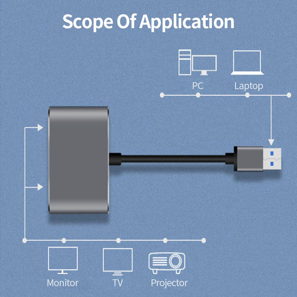 Видео Аудио USB3.0 в VGA HDMI-совместимый преобразователь 1080P для компьютера, проектора, телевизора, монитора, расширяющего экран, кабель VGA