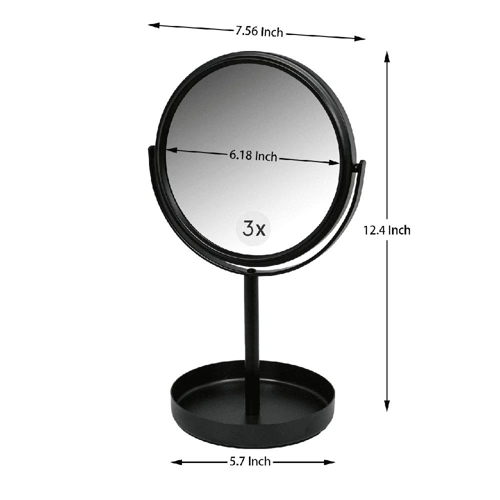 Двустороннее косметическое зеркало, поворачивающееся на 360 градусов, прочное металлическое зеркало для макияжа, настольная подставка для инструментов для макияжа, стильный домашний декор