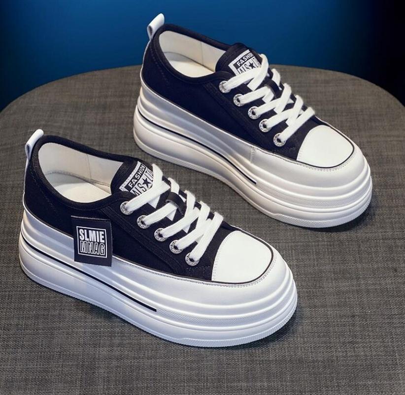 Мода 2024 года, новые женские кроссовки на платформе, танкетки, женские, увеличивающие рост на 8 см, женские, дышащие, тканевые, повседневные туфли, парусиновые туфли