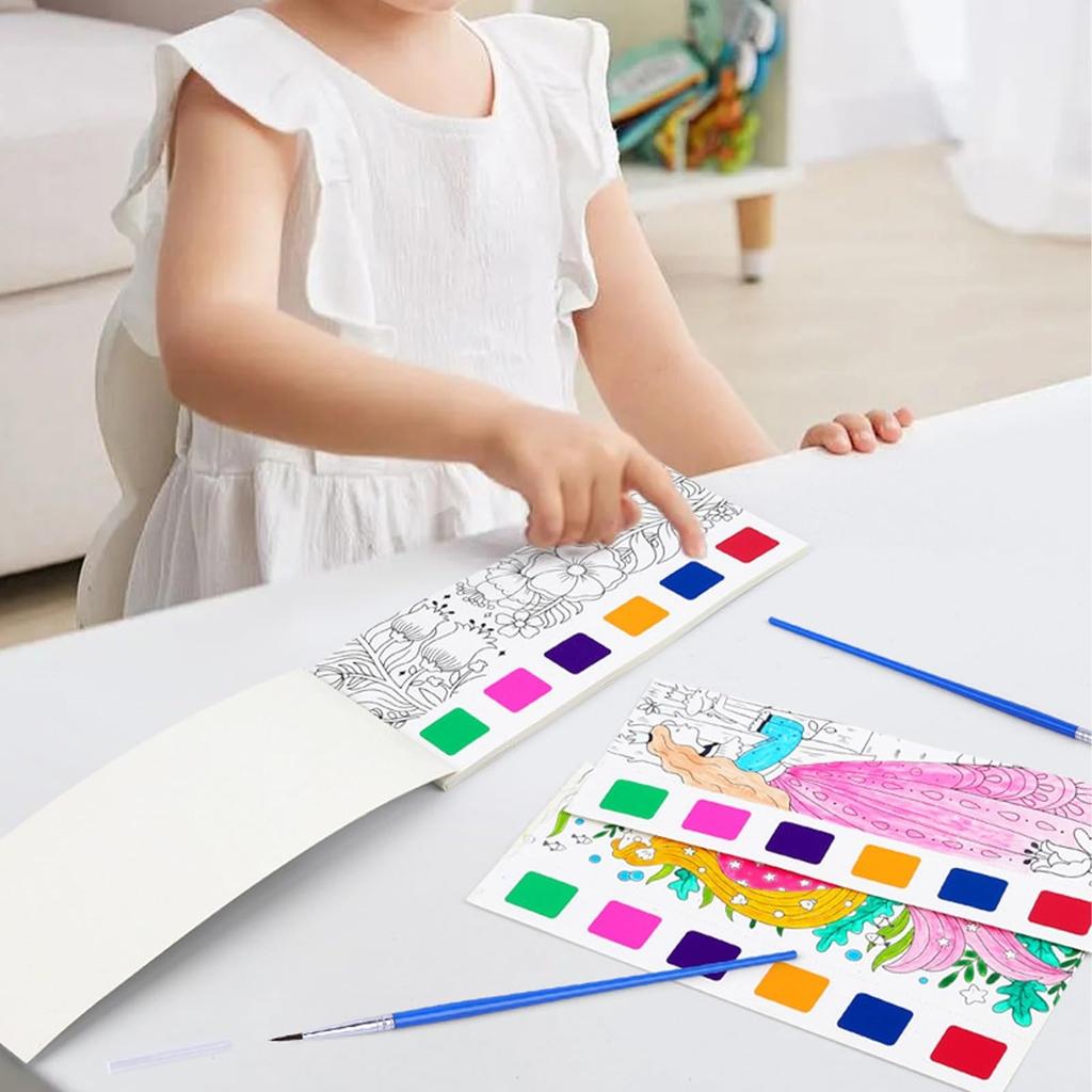 Портативная детская акварельная раскраска со встроенной краской и порошком