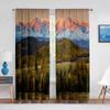 Горы Пейзаж Прозрачная Вуаль Шторы Озеро Отражение Воды Деревья Осенние Окна Тюлевые Шторы для Гостиной Шторы Декор