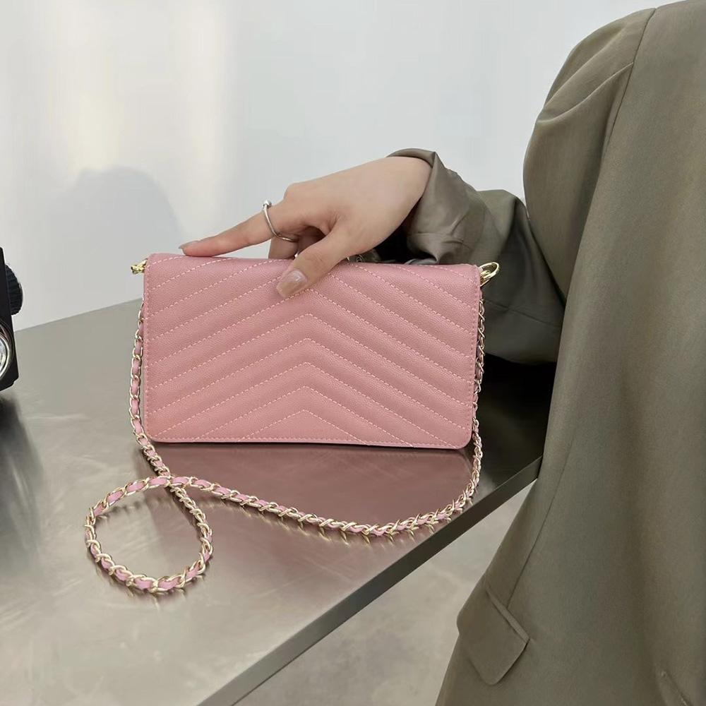 Мини Женские Сумки Кроссбоди из Натуральной Кожи Икры Плетеные Цепи Маленькая Сумка на Плечо Брендовый Стиль Стеганая Сумка Кошелек Без Логотипа