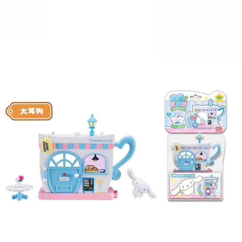 Sanrio Синнаморолл Хелло Китти Куроми Дом для развлечений Штабелируемые Игрушки-конструкторы Стрит-вью Фигурка Аниме Фигурка Детские Игрушки для дома