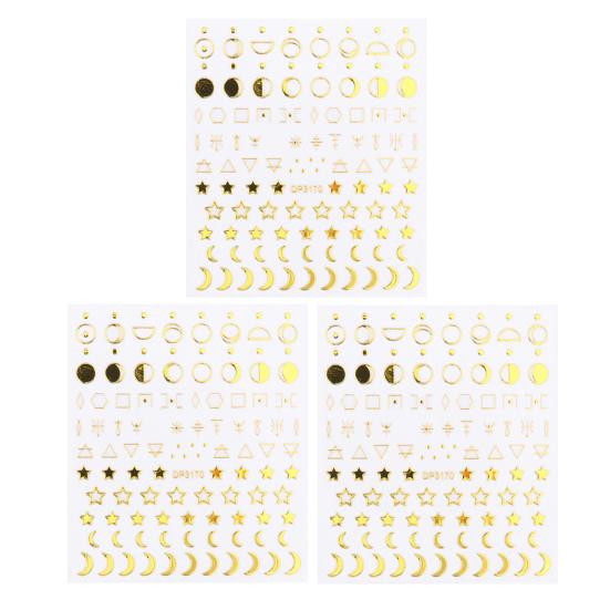 3Pcs/Set Nail Decals Non-Fading Luxury Ultra Thin Decoration Stickers Sparkly Geometry Decals