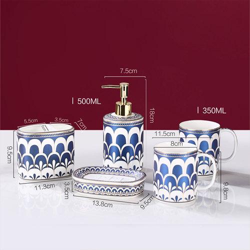 Керамический набор для мытья посуды для домашнего использования в ванной комнате, набор из пяти предметов с подносом, принадлежности для ванной комнаты, бутылочка для лосьона, мыльница, держатель для зубных щеток