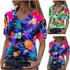 Летние топы для женщин с цветочным узором для женщин, удобные женские топы с v-образным вырезом и короткими рукавами, футболки