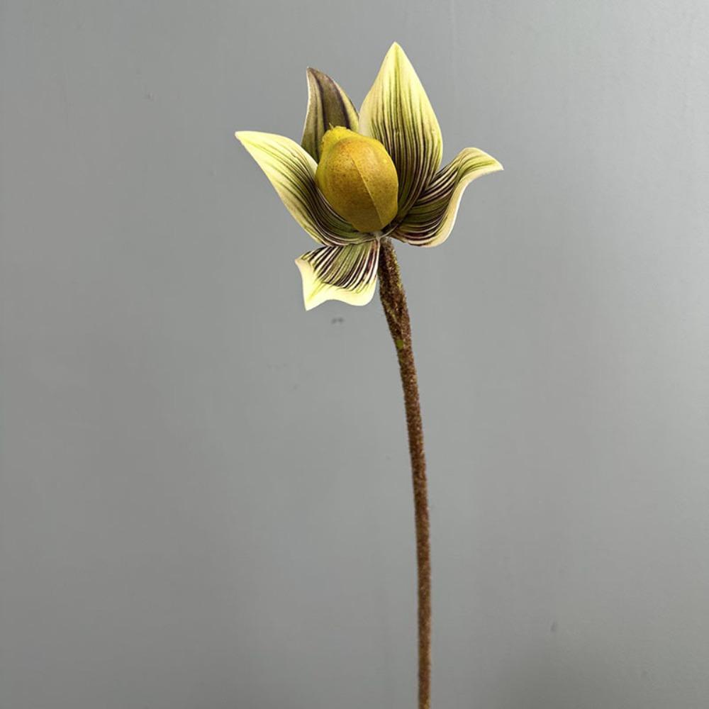 Real Touch Simulation Orchid Single Branch Imperial Slipper Orchid  Bedroom Decoration