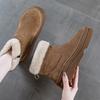 Snow Boots Women's Winter Thick-soled Cowhide Velvet Short Boots New Warm Lamb Wool Soft-soled Non-slip Large Cotton Shoes