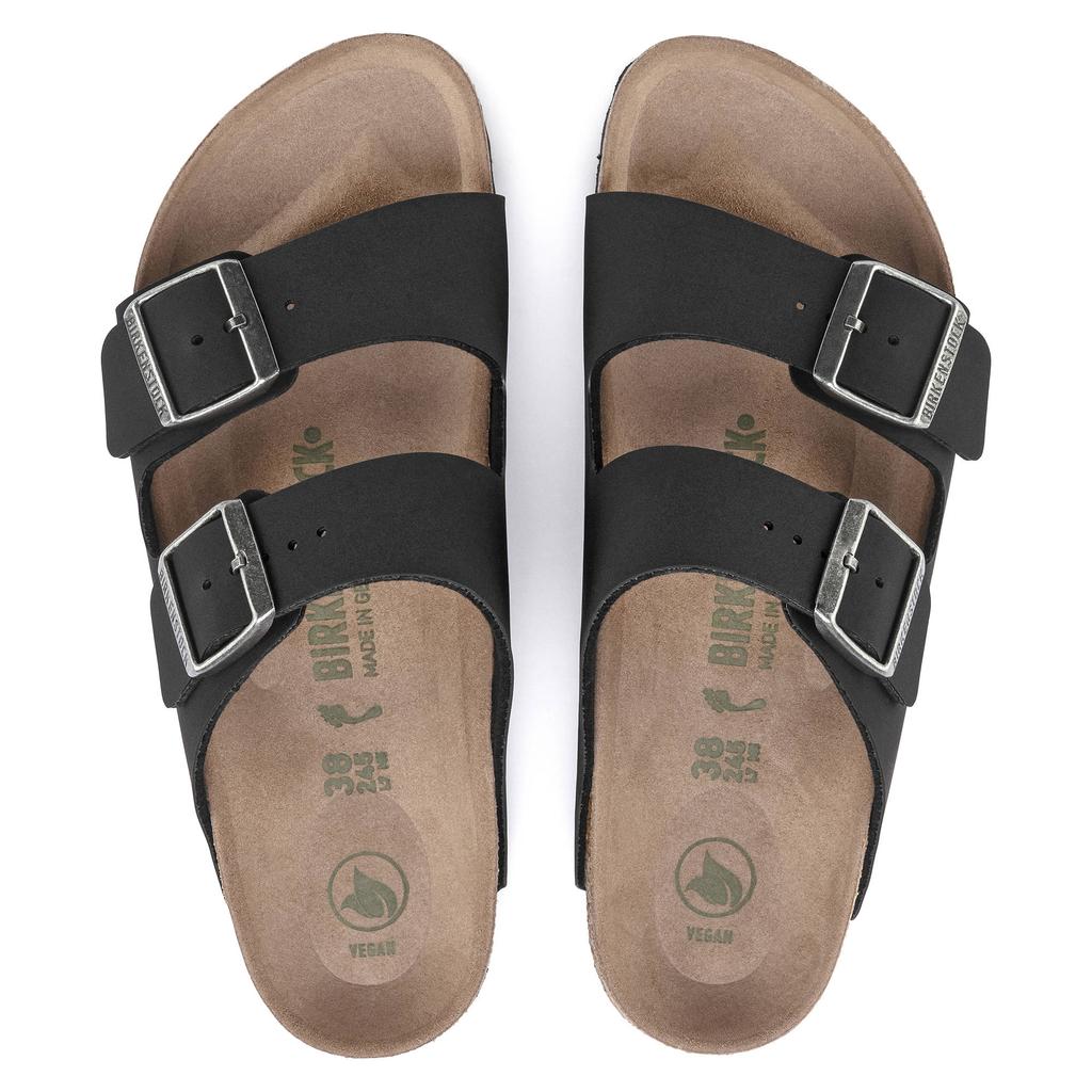 Женские/мужские шлепанцы Birkenstock Arizona Vegan Birko-Flor на узкую стопу черные (1019057)
