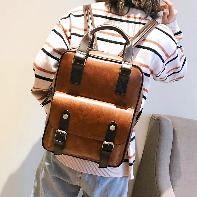 Женские противоугонные рюкзаки, студенческие коричневые школьные сумки для девочек-подростков, водонепроницаемый винтажный кожаный рюкзак для ноутбука, большой дорожный рюкзак