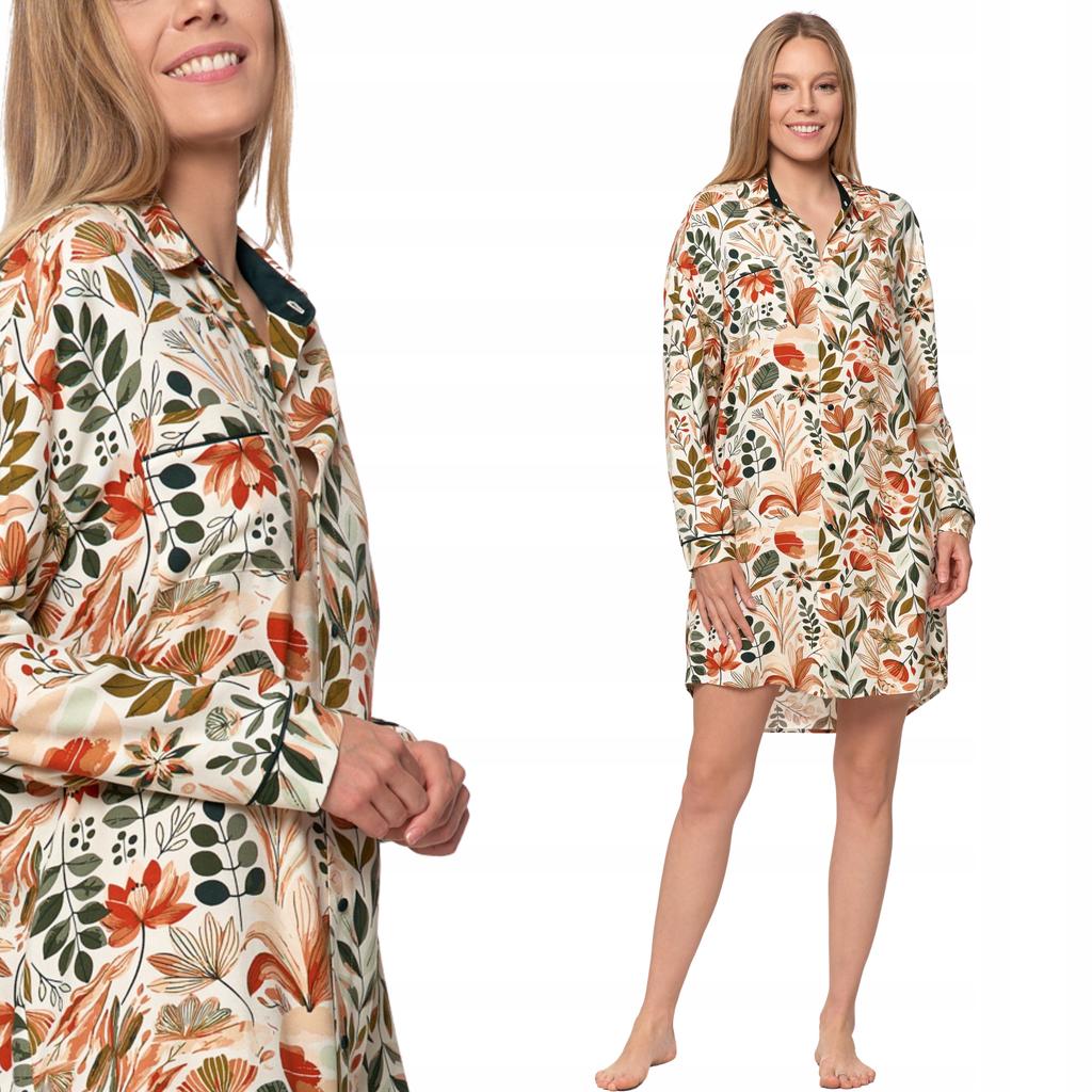 Buttoned Nightgown Viscose Pajamas for Women with Long Sleeves MORAJ XL PATT 2