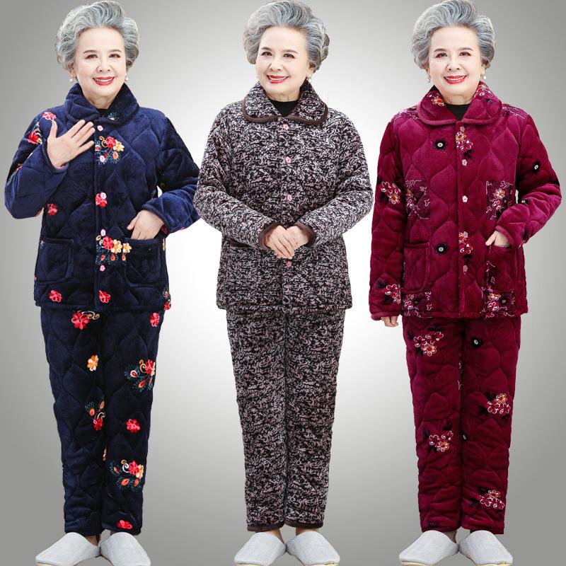 Женская домашняя одежда трехслойная утепленная пижама зимняя одежда бархатный комплект с подкладкой