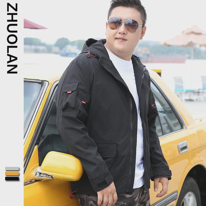 Мужская рабочая куртка с капюшоном больших размеров — свободный крой, молния, очень большой размер, выдерживает вес до 300 фунтов