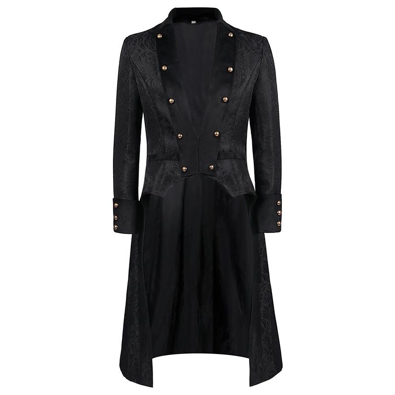 Men Button Fashion Steampunk Vintage Jacket Gothic Frock Coat Tailcoat