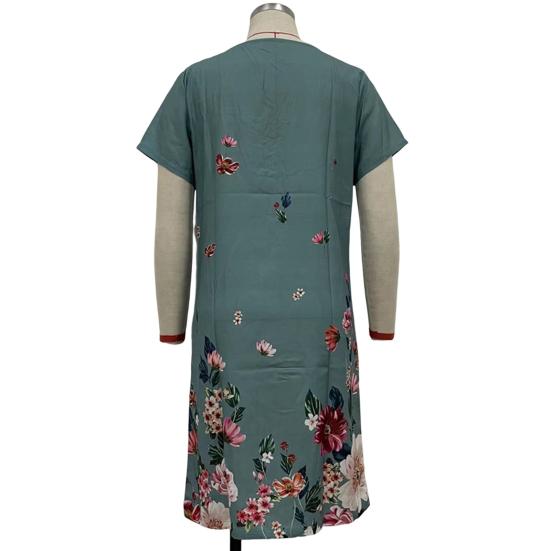 Женское летнее платье с v-образным вырезом и цветочным принтом, свободное прямое платье-пуловер длиной до колена, цветное платье миди, женская одежда