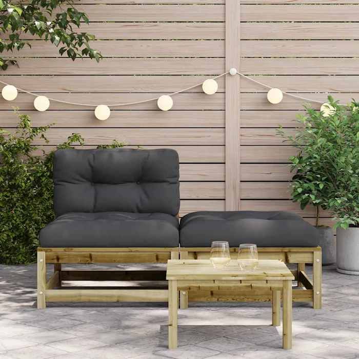 VidaXL Canapé de Jardin sans Accoudoirs avec Coussins et Repose-pieds, Siège avec Dossier, Meuble de Terrasse Patio 838132