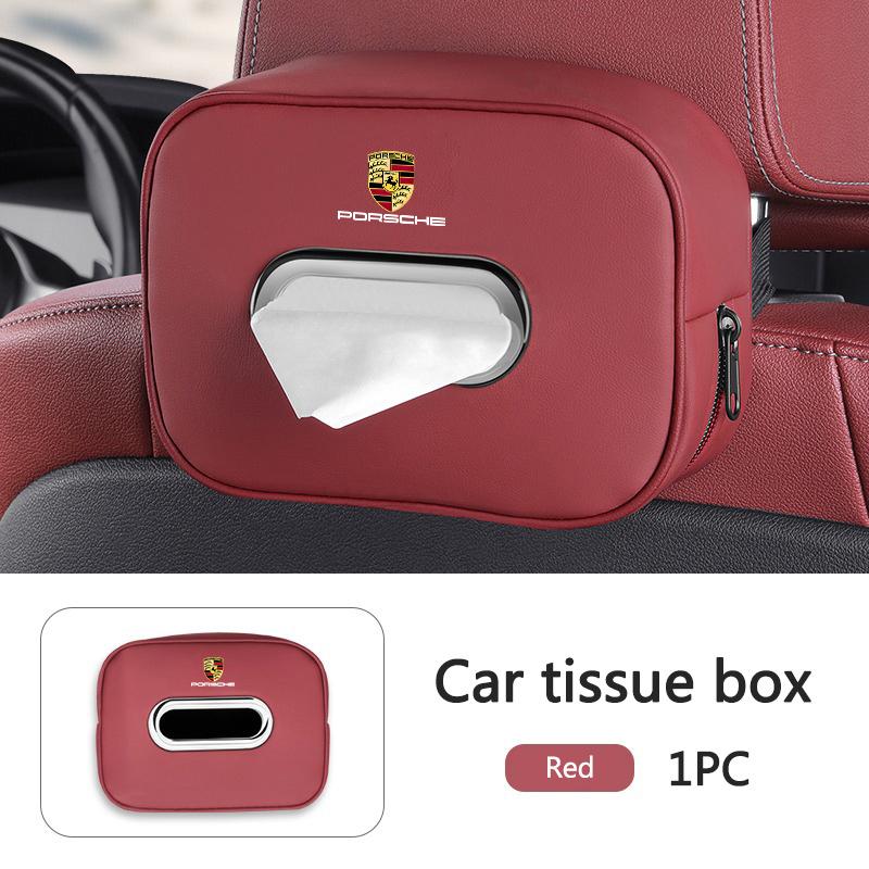 AEKUQ1 Car Tissue Storage Bag Interior Accessories Toilet Paper Organizer For Porsche Panamera Taycan 911 718 Macan Cayenne Boxster