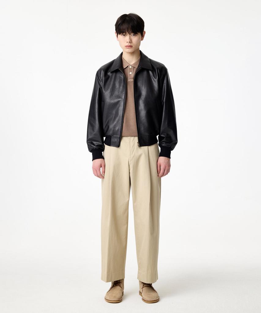 Man On The Boon Two-Way Zipper Leather Jacket_Black 4715110004